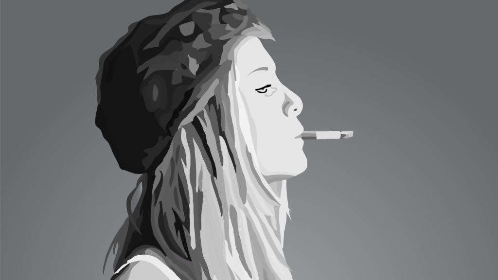 Posterized illustration of Lykke Li, created by tediously outlining her portrait with a makeshift lightbox.
